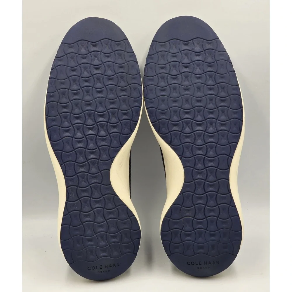 Cole Haan Mens Grand Troy Knit OX Marine Navy Blue Ivory Dress Shoes Size 8